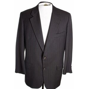 Hickey Freeman‎ Mens 43R Charcoal Gray Stripe Blazer Jacket Sports Suit Coat